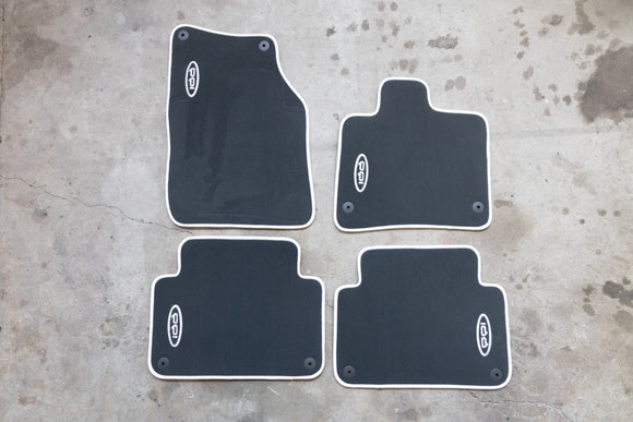 NOS PPI Design Floor Mat Set for 2005-2015 Audi Q7 4L - Black w/ White Piping