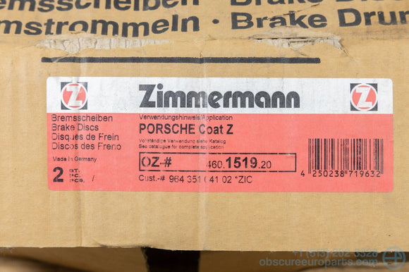 NOS Zimmerman Front Brake Rotors for 1989-1994 Porsche 964 911